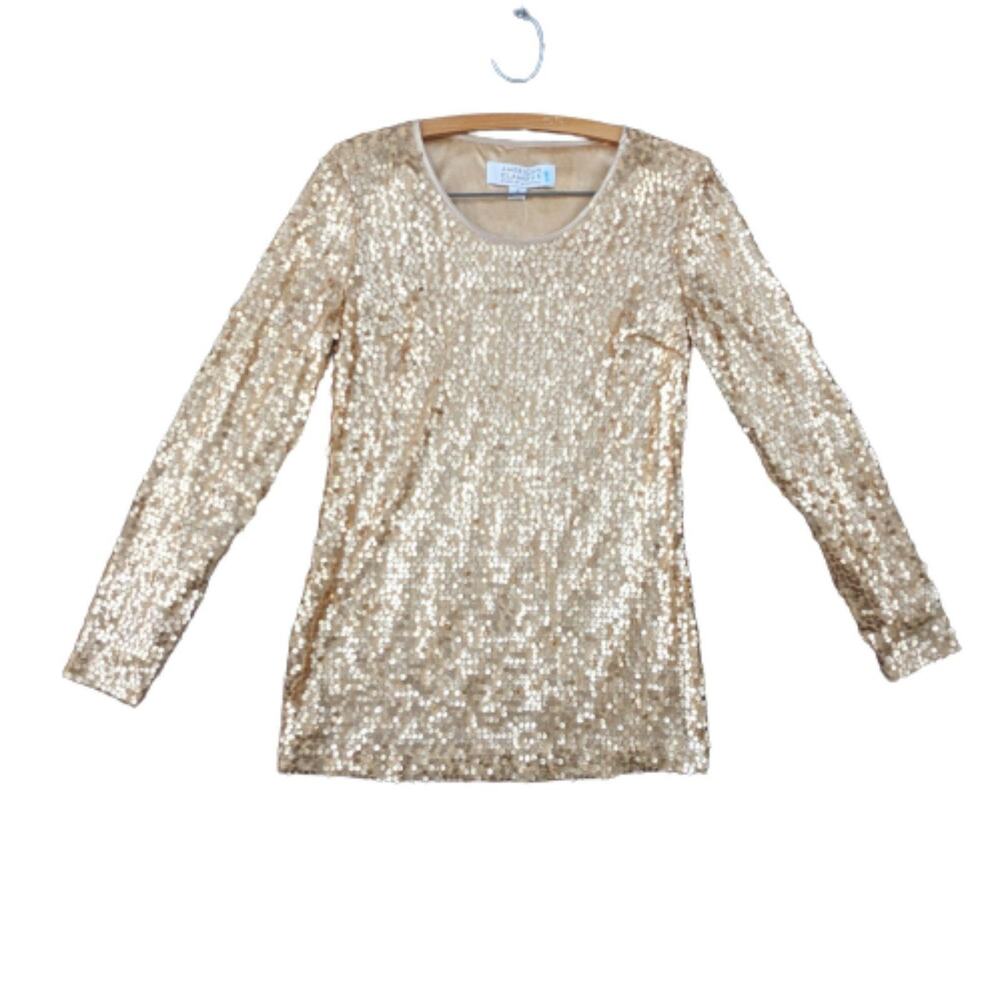 AMERICAN GLAMOUR Gold Sequence Long Sleeve Women's Size S